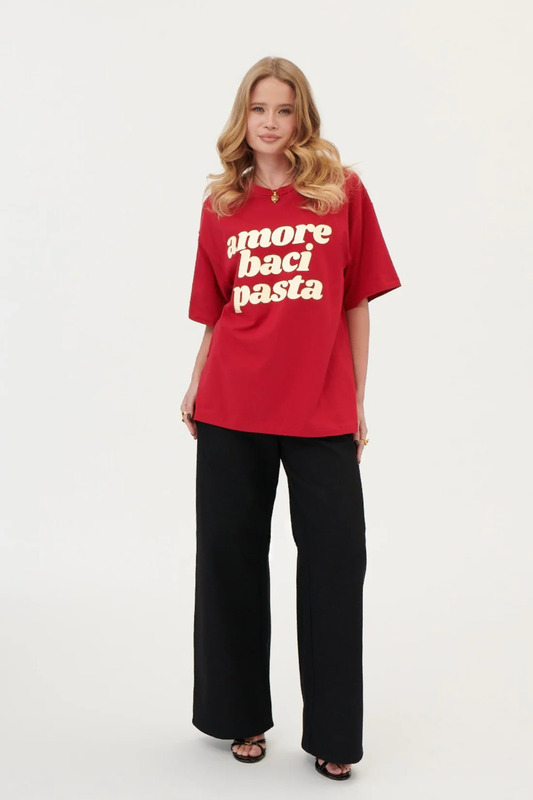 T-Shirt Amore Baci Pasta Czerwony