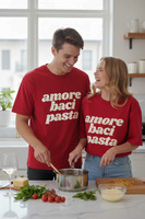 T-Shirt Amore Baci Pasta Czerwony