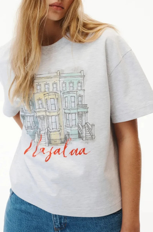 T-Shirt Aira Print Szary Melanż